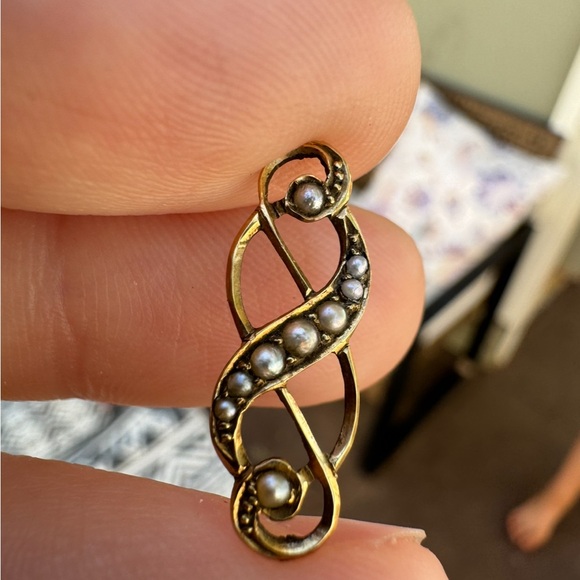 Late 1800's rare solid 14k gold genuine seed pearl pendant - Picture 7 of 14